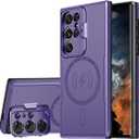 Galaxy S22 Ultra 5G Phone Case,Designed for Samsung S 22 Ultra with Camera Lens Protector,Built-in Camera Ring Stand Kickstand,Heavy Duty Shockproof Cover for Women Men 6.8''in Purple