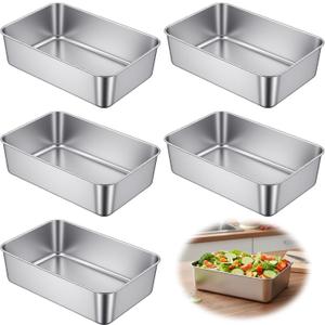 6PCS Loaf Pans for Baking Bread, 8 x 5 Inch Stainless Steel Bread Bake Pans, Homemade Baking Tray for Meatloaf, Bananas, Brownies, Lasagnas, Dishwasher Oven Safe
