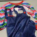 Halloween 4 Pcs Costume Set for Women Rainbow Stripe Long Sleeve Shirt and Shorts Set (Small, Blue)