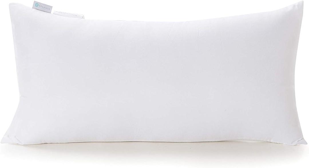 Acanva Fluffy Pillow Insert for Bed Sleeping, Decorative Stuffer Cushion Sham Filler, 16x26 Inch, White