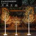 3Pack Lighted Birch Tree with 144 Warm White Lights, 8 Modes Prelit White Artificial Christmas Trees with Timer for Holiday Indoor Outdoor Decor Garden Wedding Party Bedroom Decoration(4, 5, 6FT)