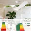 White 60 inch Ceiling Fan with Light and Remote, Modern Outdoor Ceiling Fans with Lights for Indoor Living Room Patios Porch Bedroom 3 Blade Propeller High CFM Wet Rated Wooden Fan
