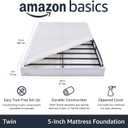 Amazon Basics Sturdy Smart Box Spring Bed Base, 5-Inch Height Mattress Foundation, Strong Support for All Mattress Types, Tool-Free Easy Assembly, Twin, 74" x 38" x 5", White