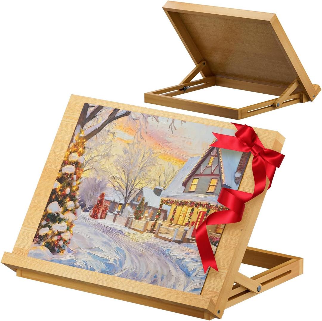 LUCYCAZ Tabletop Easel for Kids, Lightweight Art Easel for Painting, Beechwood Portable Easel Stand for Artists, Adjustable Angle Drawing and Sketching Board to Hold Book or Cookbook for Adults