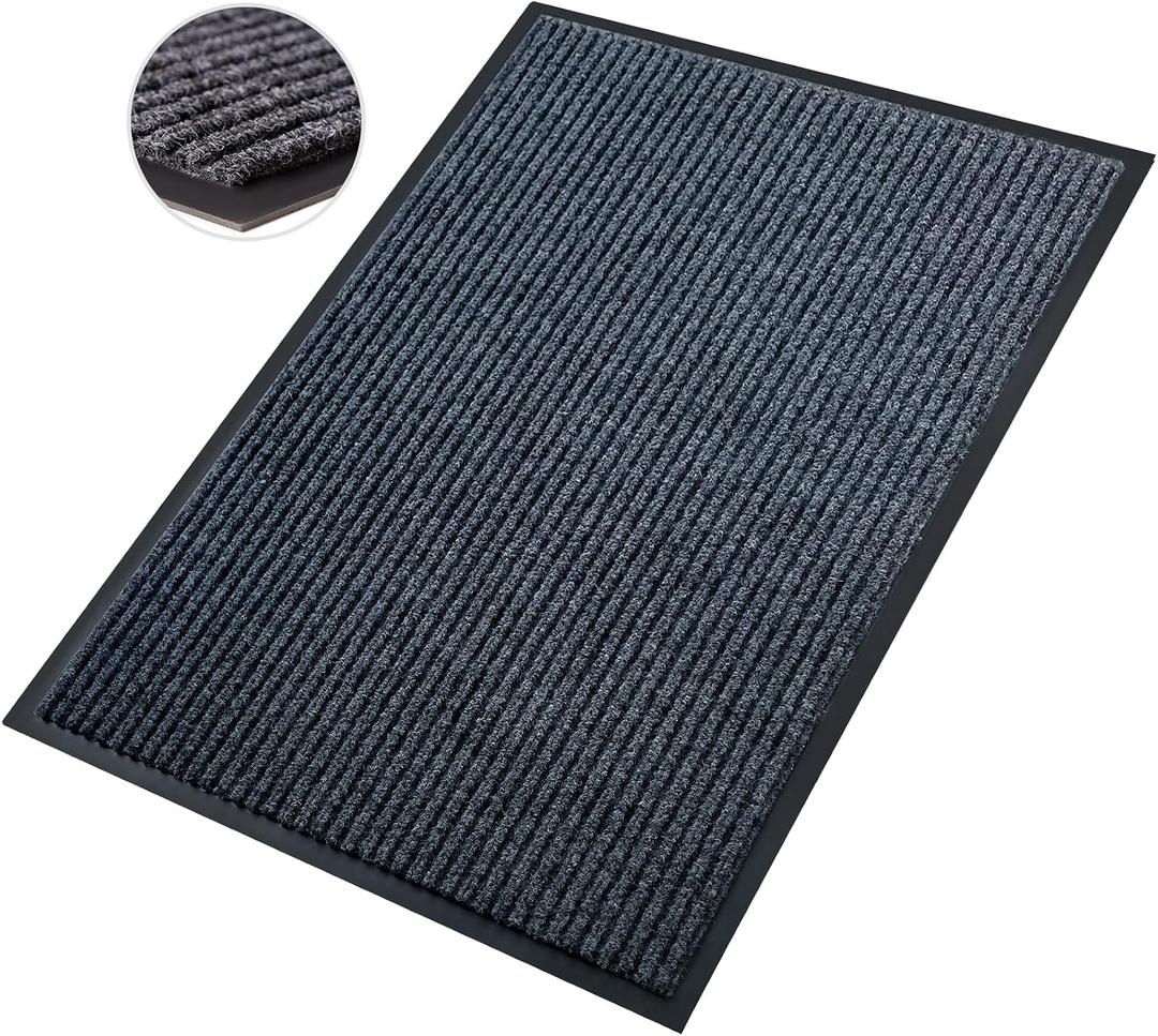 Front Door Mat,3'x6'Indoor Outdoor Door Mat,Heavy Duty Durable Welcome,Commercial Floor Mats Inside Outside Entrance, Waterproof All-Season, All-Weather Non Slip Backing Doormat for Entryway,Black