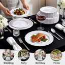 Tinybee 60PCS White Plastic Plates - Heavy Duty White Disposable Plates, Elegant Plastic Plates for Bridal Shower, Wedding and Party Including 30 Dinner Plates 10 '' & 30 Dessert Plates 7.5 ''