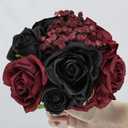 DIYDOFUN Wedding Bridesmaid Bouquets, Artificial Silk Flowers Arrangement for Ceremony Marriage Proposal Party Anniversary Decorations (Burgundy & Black, Set of 4 Bouquets)