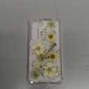 For Samsung Galaxy S23 Clear Case with Pressed Real Dried White Flower Design,Transparent Glitter Cute Floral Slim Soft TPU Protective Phone Cover for Samsung Galaxy S23