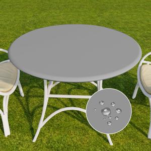 Romanstile Round Vinyl Tablecloth, 100% Waterproof Elastic Fitted Table Covers for 36"- 44" Tables, Wipeable Flannel Backed Plastic Table Cloths for Picnic, Camping, Outdoor - Light Grey (36"-44" Round Tight Fit)