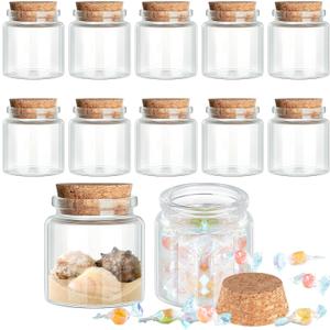 Patelai 12 Pcs Small Glass Jars with Cork Lids, Mini Potion Bottles Bulk Tiny Wishing Vial Spell Jars for DIY Art Crafts Gift Mother's Day Graduation Wedding Birthday Party Favors (50 ml)