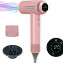 Hair Dryer,7 Temps&31 Modes.Intelligent Temperature Control,LCD Display,Self-Cleaning Mode,Facial Care Mode.1600W RPM Ionic Blow Dryer.Low Noise Thermo-Control Hair Dryer with Diffuser and Nozzle (Pink)
