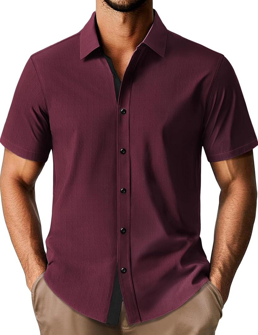 PJ PAUL JONES Men's Short Sleeve Button Down Casual Dress Shirt (S)