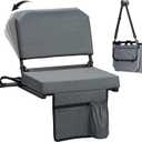 Dragosum Stadium Seats with Back Support Swivel, Bleacher Chairs with Shoulder Strap & Cup Holder, Upholstered Portable Folding Bleacher Seats (Grey)