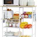 HapiRm Rolling Kitchen Microwave Cart - 4 Tier Microwave Table Stand with Pull-Out Baskets, Coffee Bar Baker's Rack with Wheels Rolling Storage Cart Organizer Shelf for Living Room Office, Balcony