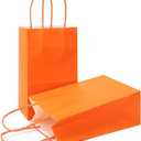 AZOWA Gift Bags Small Kraft Paper Bags with Handles (5 x 3.1 x 8.2 in, Orange, Color, 50 Pcs)
