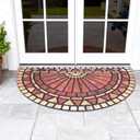 Doormat Outdoor Rubber Mat 18"x30" Heavy Duty, Waterproof Front Door Mat for Outside Entrance, Half Round Welcome matt Outdoor for Entry, Porch (Orange)