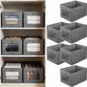 6 Pieces Oxford Cloth Storage Bins with Clear Window, Shelf Basket Closet Clothes Organizer Storage Containers for Organizing Shelves Wardrobe Office Clothing Books