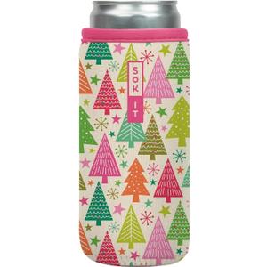 Sok It CanSok Sleeve for Beer & Soda Insulated Neoprene Cover (Festive Forest, 12oz Slim Can Sleeve)