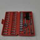 Egofine 46 Pieces 1/4 inch Drive Socket Ratchet Wrench Set, with Bit Socket Set Metric and Extension Bar for Auto Repairing and Household, with Storage Case
