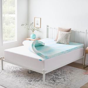 Linenspa 3 Inch Gel Swirl Memory Foam Mattress Topper  Cooling Gel Infused  Pressure Relieving Bed Topper - Mattress Pad  CertiPUR Certified - Full Size