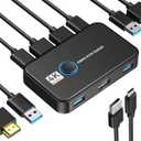 Giimake KVM Switch HDMI for 2 Computers Sharing One HD Monitor, Keyboard, and Mouse - Support 4K@60Hz, 2 HDMI Cables, 2 USB Cables, 1 USB C Charge Cable Included