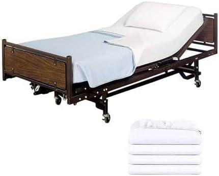 4 Pack Fitted Hospital Bed Sheets with Elastic All Around for a Perfect Fit - Cotton Rich Soft Knitted Jersey Sheet, 36" x 84" x 12"