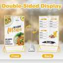 Daofary Acrylic Sign Holder 5x7, 8 Pack Double Sided Clear Gold Frame Tabletop Display, Menu Flyer Table Number Holder for Wedding Reception and Restaurant Tables