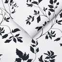 Ismoon Peel and Stick White Contact Paper - Removable Self-Adhesive Dark Blue Leaf Wallpaper - Boho Floral Bathroom Textured Decor for Cabinets - Vinyl 17.3inx197in