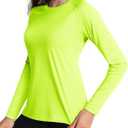 Boladeci Women's Sun Shirts UPF 50+ UV Protection Rash Guard Long Sleeve Swim Shirts Quick Dry Lightweight Workout Tops (Large, 01 Fluorescent Green)