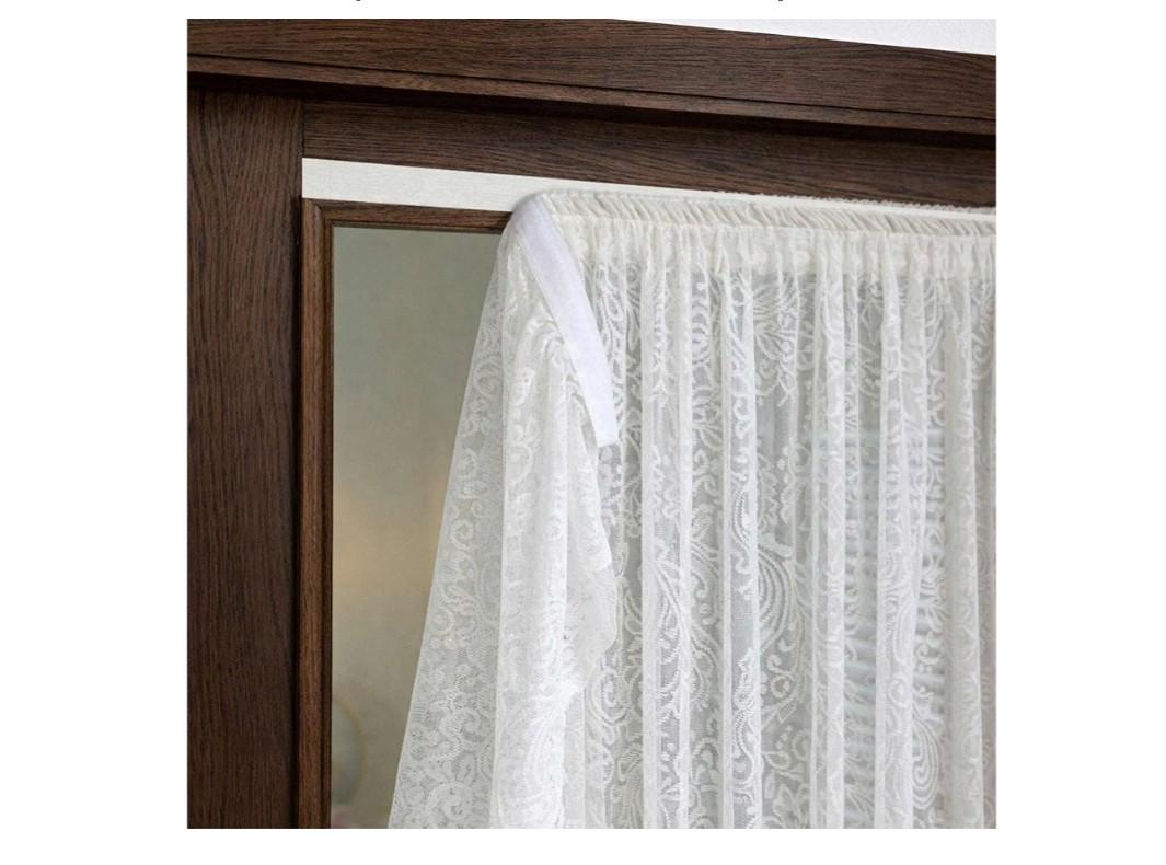 French Door Curtains Set of 1, No Drill Adhesive for Door Window Light Filtering and Privacy, Easy Install with Lace Bows (26" W x 73" L - White)