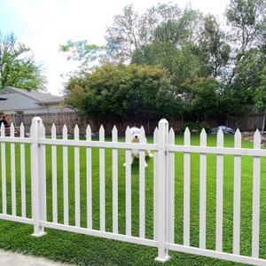 E&K 1 Set 36" H x 84" W Vinyl White Picket Fence Panels Decorative Fencing for Front Porch Yard Garden Pool (20 Pickets, Straight)