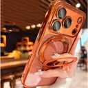 LXK Magnetic Invisible Stand for iPhone 17 Pro Case 6.3" Compatible with MagSafe, Military-Grade Protection, with Camera Protector, Clear Scratch-Resistant Back Cover for iPhone 17 Pro, Cosmic Orange