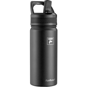 Fanhaw 18 Oz Kids Insulated Water Bottle with Straw Lid  Stainless Steel Double Wall Vacuum, Leak-Proof, BPA-Free Water Bottles for School Boys & Girls(Black)