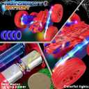 2 x Spider RC Cars Toys for Boys 4-6, 2.4GHz Remote Control Car with 26 LED Light System, 360 Flips, Changeable Wheels, Rechargeable All-Terrain Truck Gift for Kids Ages 4-8 (Blue&red-led)