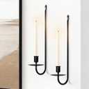 Zonon 2 Pcs Wall Candle Sconces, 23.6" Black Wall Candle Holder Set with Mounting Hardware, Modern Iron Candles Sconces for Living Room Farmhouse Fireplace Wedding Home Decor