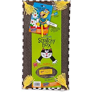 Petmate FATCAT Big Mama's Scratchy Box Cardboard Cat Scratcher, Catnip Toy Included