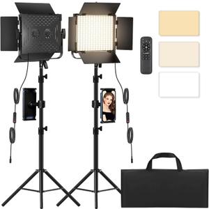 Photography Video Lighting Kit, Upgraded Bi-Color LED Video Studio Lights with Dimmable 2500k~8500k and 79" Light Stand for Camera Photo Recording Filming Stage Shooting Streaming YouTube TikTok