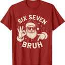 Bruh 67 Christmas Santa Six Seven 6 7 Boys Christmas Pajamas T-Shirt, L