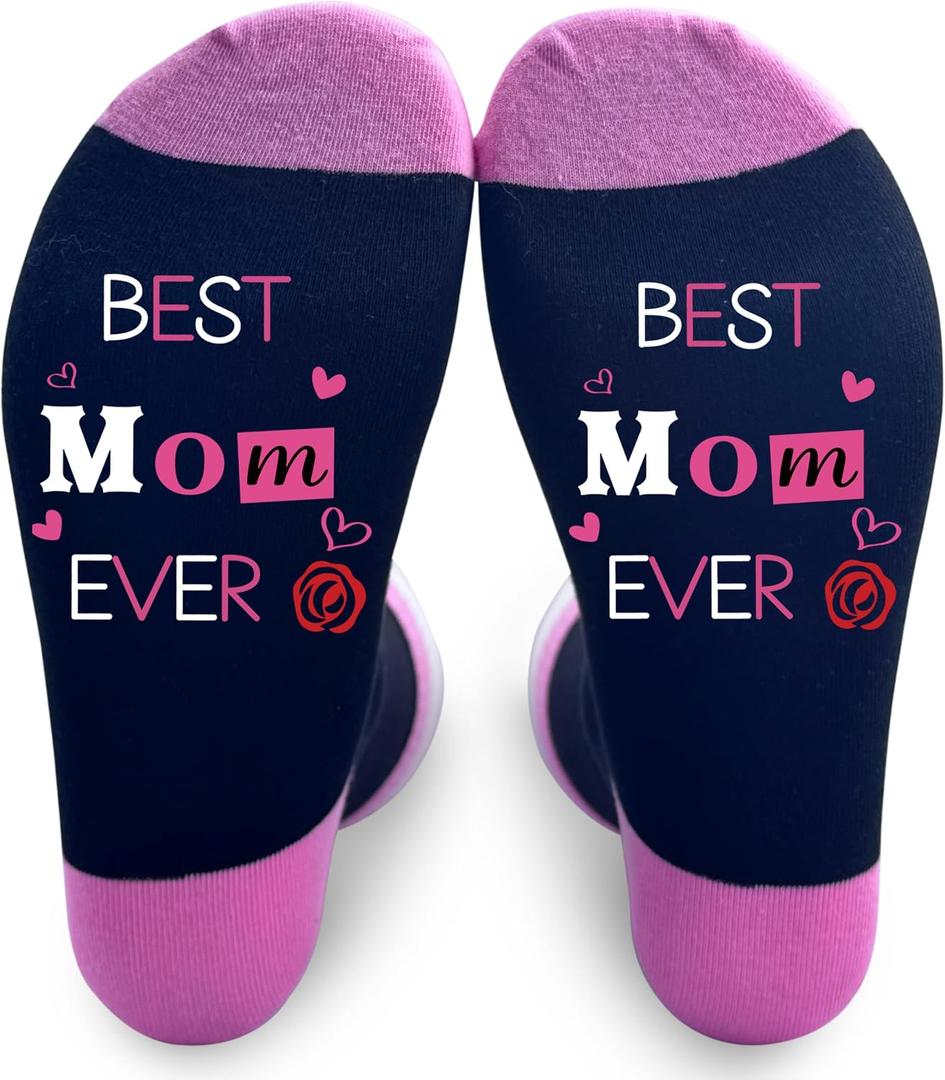 FQPJA Mom Socks For Women, Best Mom Ever Socks, Mother's Day Gifts Ideas From Daughter Son, Wife Sock From Husband, Mommy Birthday Sock, Christmas Thanksgiving Gifts For Mother Grandma -A09
