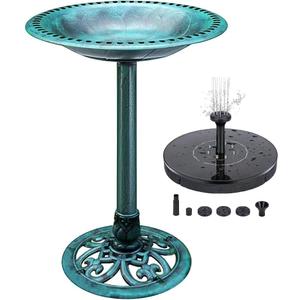KKY 28 Inch Bird Bath Outdoor Garden Resin Lightweight Retro Courtyard Art Green Color