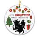 Funny Black Cat Christmas Ornament 2025 – “On The Naughty List and We Regret Nothing” Ceramic Holiday Ornament – Cute Cat Lover Gift, Naughty Pet Christmas Tree Decoration, Stocking Stuffer