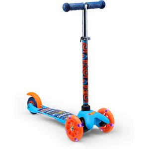 Self Balancing Kick Scooter with Light Up Wheels, Extra Wide Deck, 3 Wheel Platform, Foot Activated Brake, 75 lbs Limit, Kids & Toddlers Girls or Boys, for Ages 3 and Up