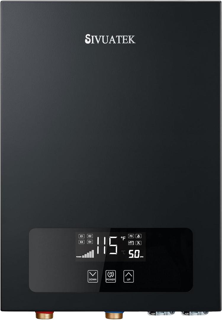 Electric Tankless Water Heater SIVUATEK 24kW, 240V - On-Demand Hot Water for Whole House - ETL Certified, Self Modulating - Compact Design for Easy Installation - for 4 Point of Use Hot Water