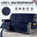 TAOCOCO 100% Waterproof Recliner Covers, Recliner Sofa Covers with Leg Straps, Reversible Recliner Couch Cover for Reclining Chair, Washable Couch Protector for Pets Kids(3 Seater, Dark Blue)