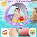 EZIGO Baby Pool Float with Canopy UPF 50+ Sun Protection, Double Air Chambers Infants Swimming Floats with Sound Toys Adjustable Safety Seat Toddler Float for Boys and Girls 6-36 Months, 2.36 inches x 9.8"