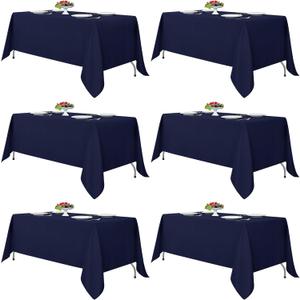 Fitable Navy Rectangle Tablecloths for 6 Foot Tables, 6 Pack - 70 x 108 Inches - Stain Resistant and Washable Table Clothes, Polyester Fabric Table Covers for Wedding, Party, Banquet, Buffect