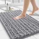 Smiry Bathroom Rugs Mat 24x16, Extra Soft Absorbent Chenille Bath Rugs, Non Slip Rubber Backing Machine Washable Quick Dry Bath Mats for Bathroom Floor, Tub, Shower, Home Decor Accessories, Grey