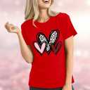Valentines Day Shirt for Women Love Heart Printed T-Shirts Casual Summer Tee Tops (XL)