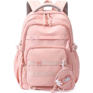 Preppy Aesthetic Backpack for Teen Girls Boys Elementary Middle High School Student Large College Laptop Cute Bookbag (Pink)