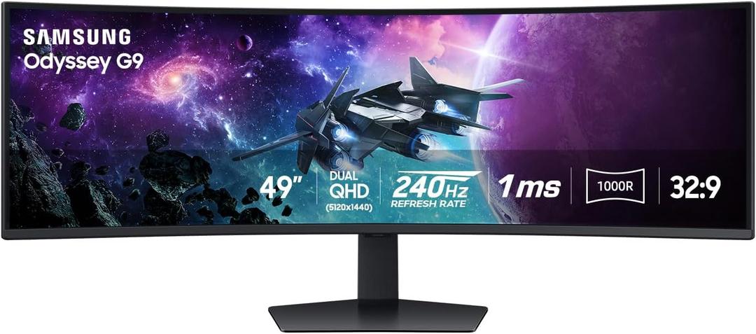 SAMSUNG 49" Odyssey G9 (G95C) Series DQHD 1000R Curved Gaming Monitor, 240Hz, 1ms(GtG), DisplayHDR 1000, AMD FreeSync Premium Pro, Eye Saver Mode, Auto Source Switch+, LS49CG950ENXZA, 2024